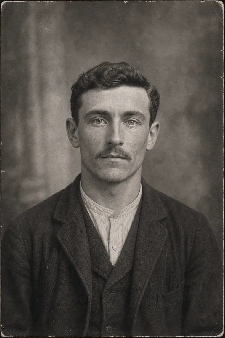 Portrait d’archive fictif d’Auguste Moreau utilisé dans la mémoire familiale